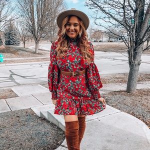 Floral Print Ruffle hem dress ❤️